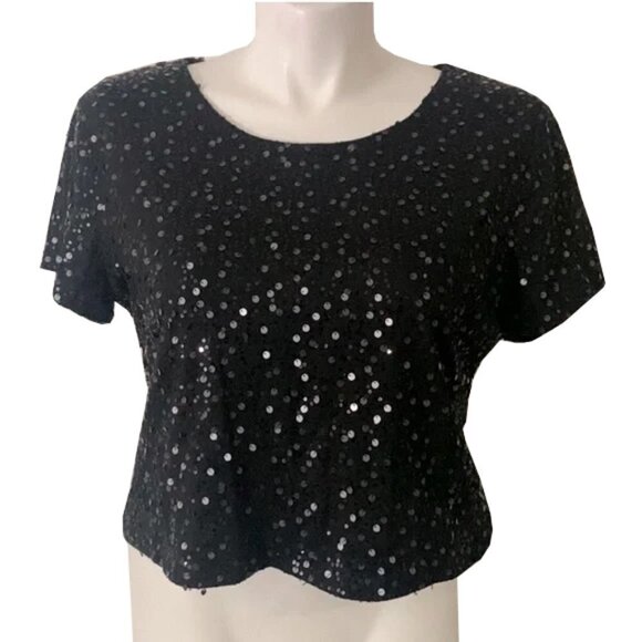❤️ FOREVER 21 black sequin top size XL - Picture 1 of 6